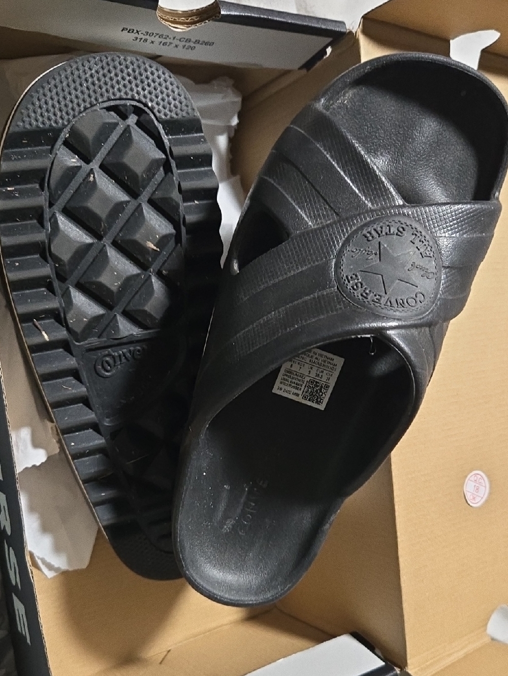 Converse Black Cross-Strap Slide Sandals with Star Patch